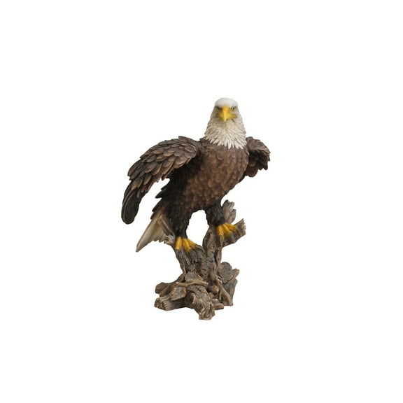 Hi-Line Gift Ltd. Bald Eagle On Stump W/Wings Out Statue