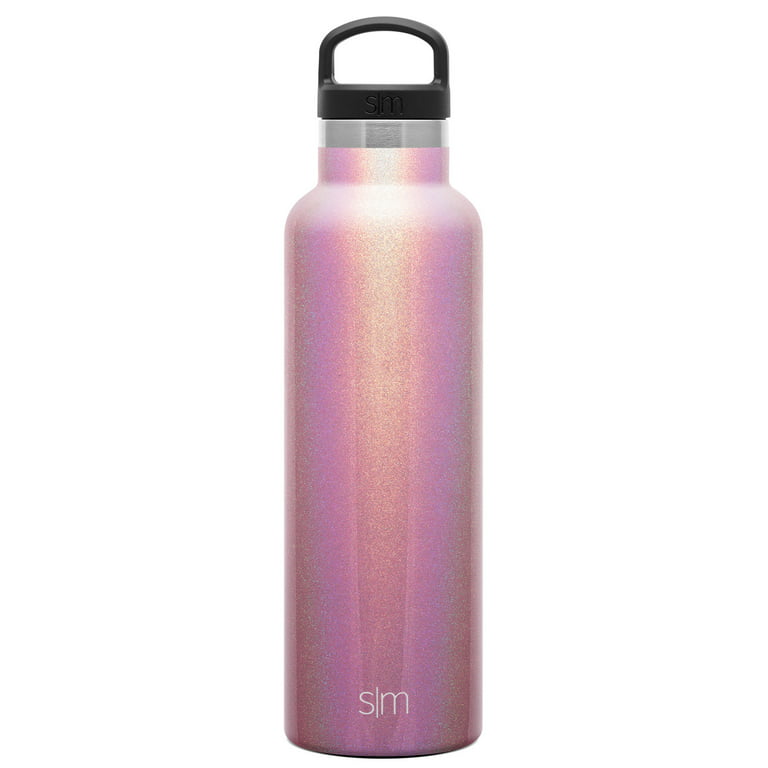 Simple Modern 20 Oz. Ascent Water Bottle - Hydro Vacuum Insulated Tumbler  Flask with Handle Lid - Double Wall Stainless Steel Reusable - Leakproof  Shimmer: Rose Quartz 