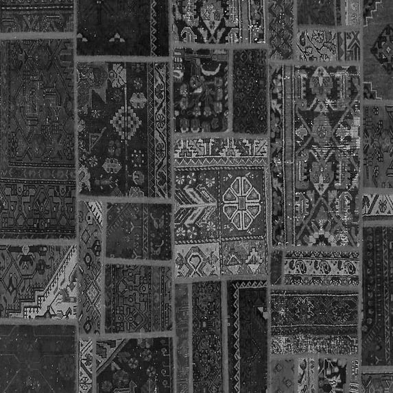 Ahgly Company Indoor Square Patchwork Gray Transitional Area Rugs, 8' Square