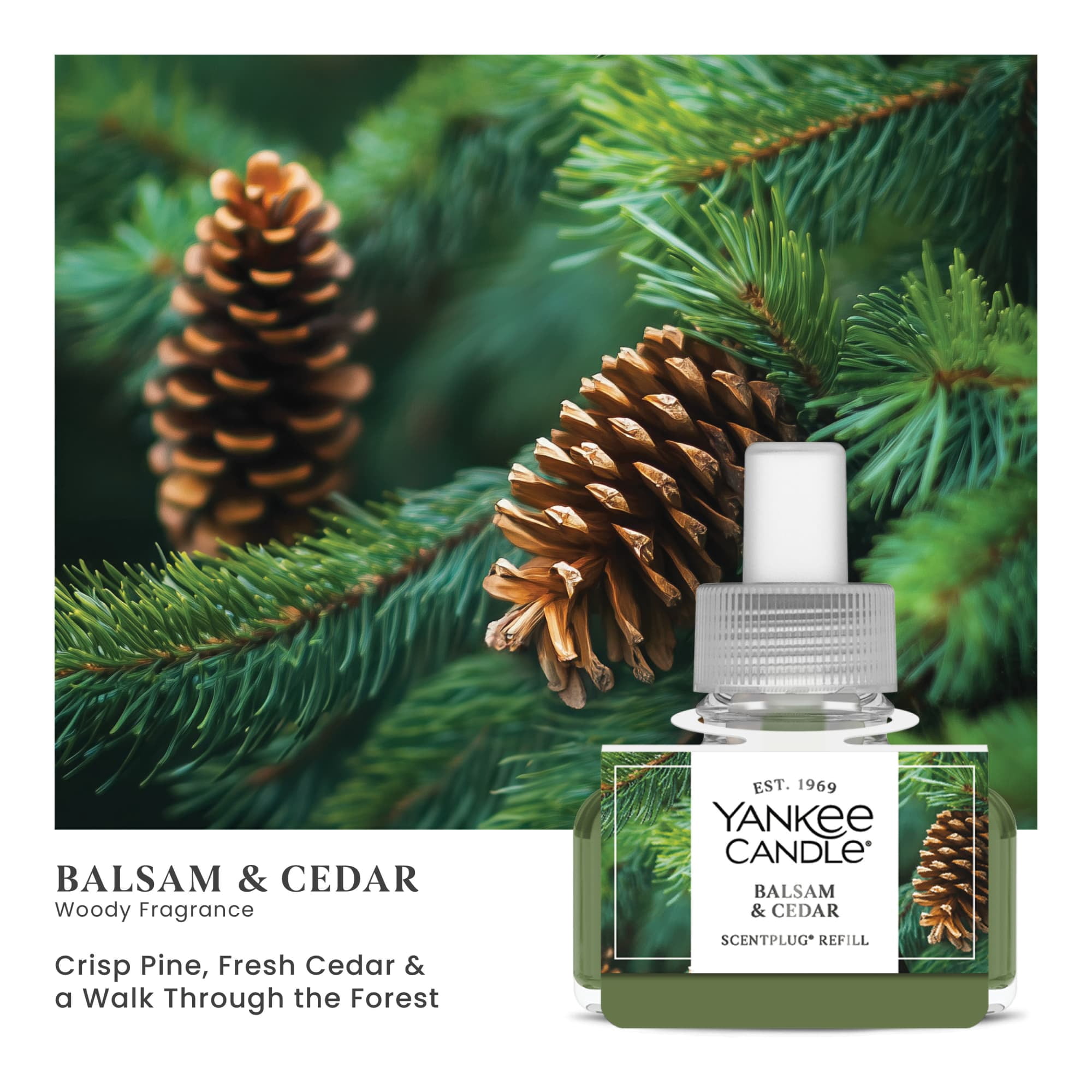 (2 pack) Yankee Candle Balsam & Cedar ScentPlug Refill, 0.625 fl oz