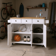 Homy Casa 56 Rolling Garage Storage Cabinet with Drawers, Doors & Wood Top, Mobile Tool Organizer Workbench
