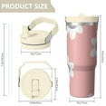 thumbnail image 4 of Floral 30oz Handheld Travel Tumbler with Handle – Double Wall Stainless Steel Insulated Cup, Flip Straw Lid, Leak-Proof & BPA-Free, Durable Hot & Cold Drink Mug,Thanksgiving, Xmas, Spring ,Flower, 4 of 6