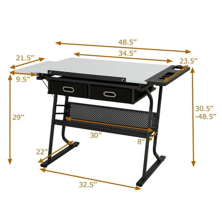 Gymax Adjustable Drafting Table Art Craft Station Drawing Desk W