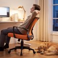 thumbnail image 6 of Vyrox Mid-Back Mesh Office Chair Set of 2, Ergonomic Desk Chair with Lumbar Support, Adjustable Swivel Task Chair for Home Office, Orange, 6 of 7