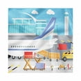 thumbnail image 1 of Airport Decorative Napkins Set of 4, Transportation Cartoon Composition of Loading Freight Containers in Cargo Plane, Silky Satin Fabric for Brunch Dinner Party, 18", Multicolor, by Ambesonne, 1 of 2