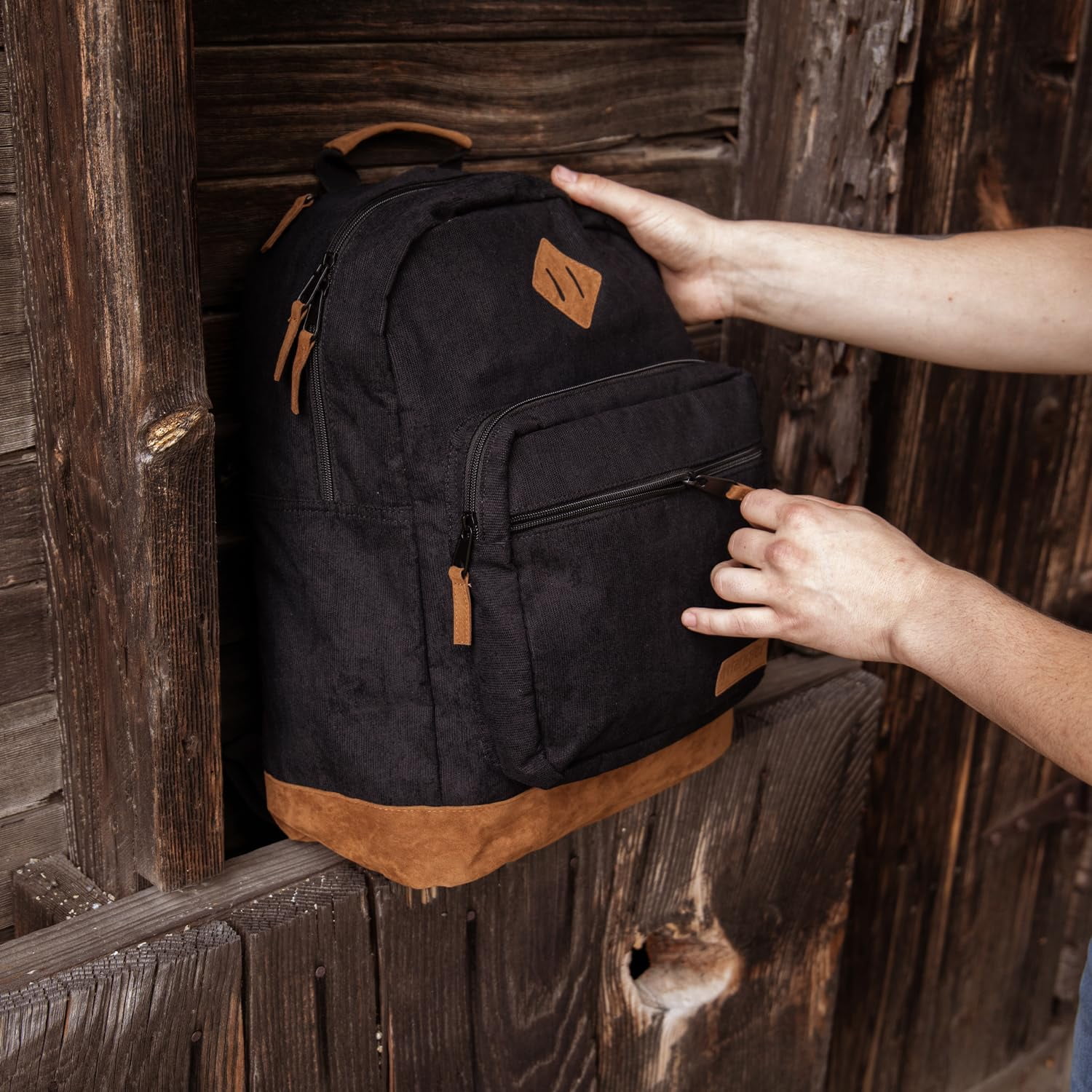 Wrangler Yellowstone Backpack, Classic Logo Resistant Padded Laptop Notebook Sleeve, Black Corduroy