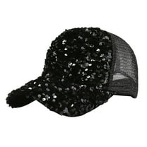 TOOYOU Baseball Cap Mesh Snapback Hat Sun And Glitter Sequins Golf Ball Cap For Men Women Black