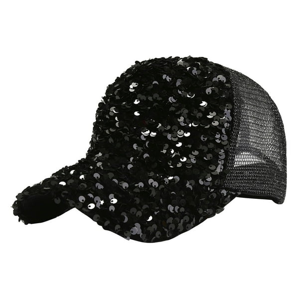 Gorra de béisbol ajustable con lentejuelas unisex - Sombrero de playa transpirable, circunferencia de la cabeza de 56-62 cm, mezcla de algodón 65 % - Estilo hip hop de moda