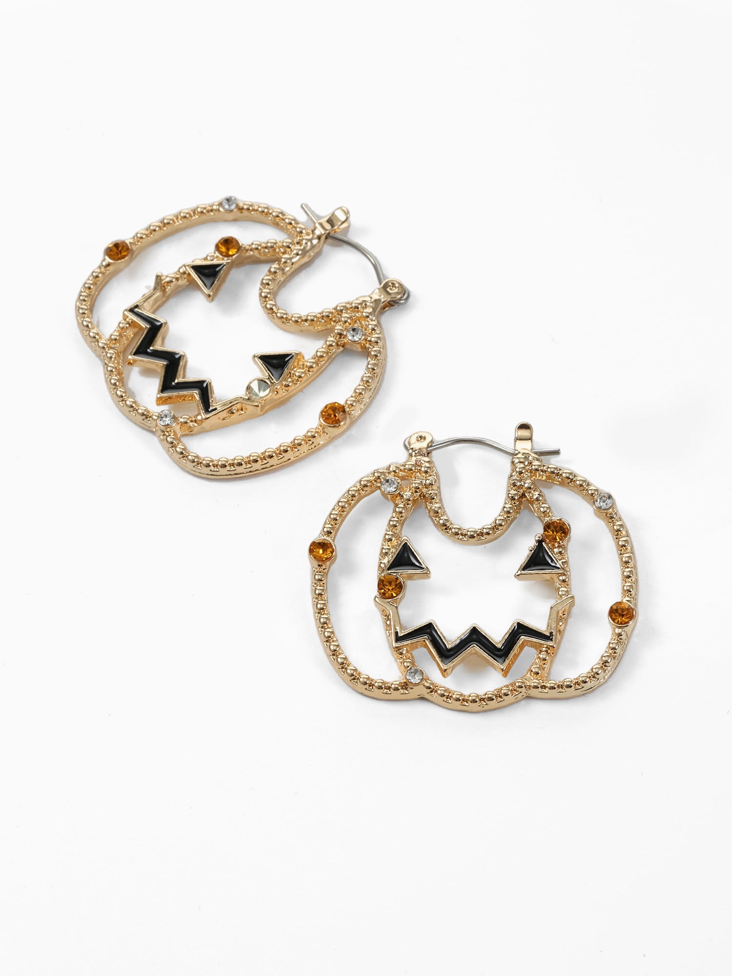 Way to Celebrate Crystal Jack-O-Lantern Halloween Snap Hoops, 1 Pair