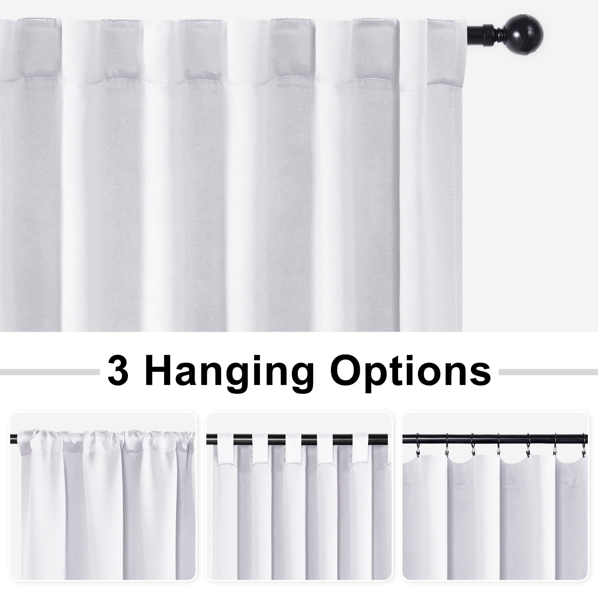 XWZO 80x84 White Blackout Curtain 1 Panel, Patio Sliding Curtains for Glass Door, Room Divider Thermal Curtain Panel with Back Tab & Rod Pocket for Protecting Privacy, Pure White