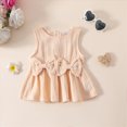 thumbnail image 4 of TOWED22 Infant Girls 2pcs Sweet Clothing Sets Sleeveless Tee and Shorts Lovely Summer Outfits Toddler Tank Top Clothes Pocket(Beige,2-3 Y), 4 of 9