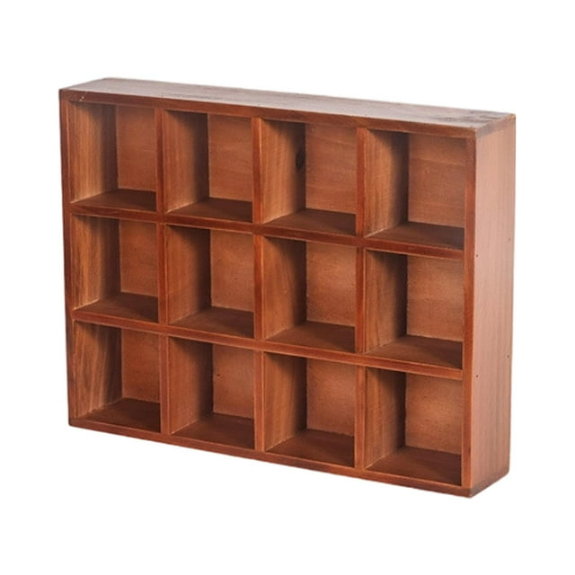 Lipstore Wooden Display Shelf Collectibles Display Case Wall Mount 12 Grids Multipurpose
