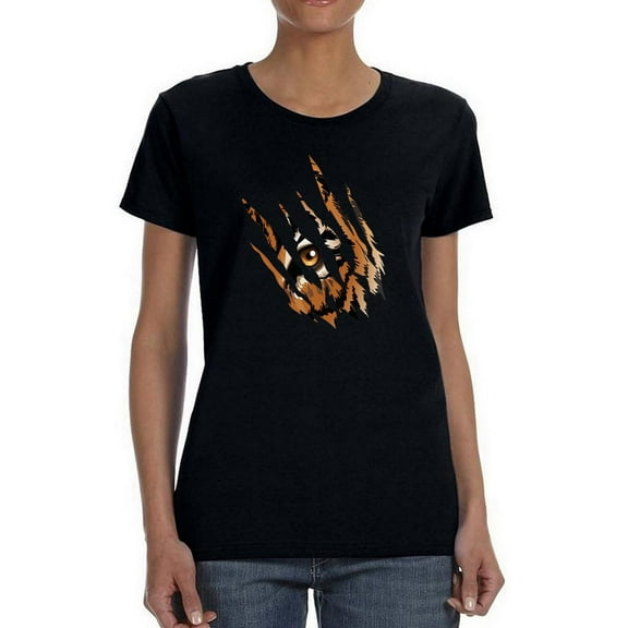 Tiger Claw Marks T-Shirt Women -Smartprints Designs, Female Large