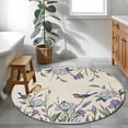 thumbnail image 4 of Spring Flowers Round Rug 3ft Washable Circle Entryway Rugs Non Slip Vintage Floral Leaves Birds Farmhouse Plaid Area Rug Indoor Floor Carpet for Bedroom Kitchen Living Room Home Office Dining Room, 4 of 8