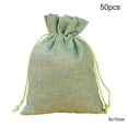 thumbnail image 1 of Inteprter 50 Uds. Bolsa de lino con cordón organizador de joyas bolsa de almacenamiento de té portátil para el hogar Almacenamiento y organización del hogar verde 8x10cm Inteprter HA5722-12, 1 of 1