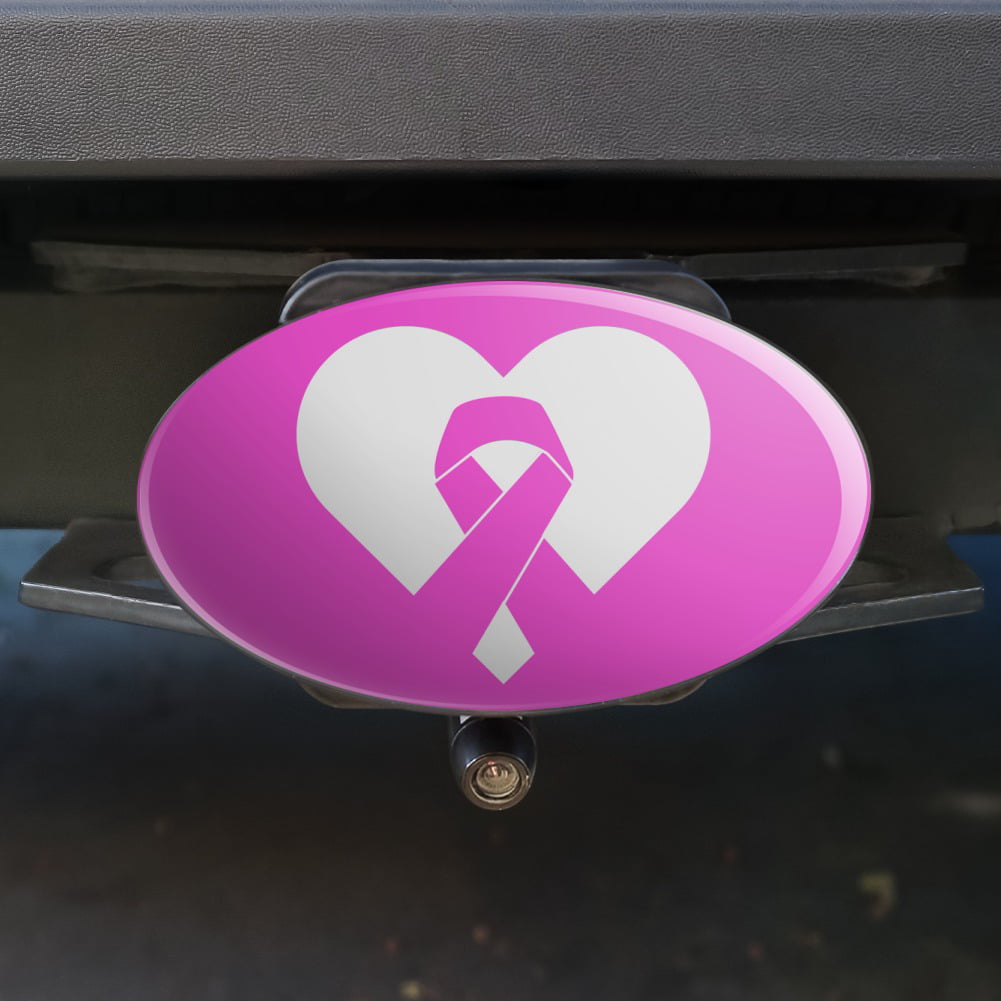 Graphics and More Personalized Custom 1 Line Breast Cancer Pink Ribbon Heart Oval Tow Trailer Hitch Cover Plug Insert 