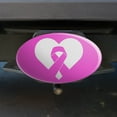 thumbnail image 2 of Breast Cancer Awareness Pink Ribbon in Heart Oval Tow Trailer Hitch Cover Plug Insert, 2 of 4