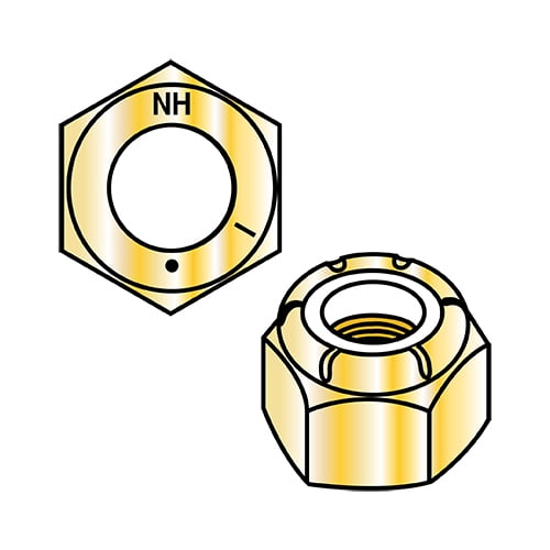 7/8-14 N1610 Nylon Insert Hex Locknut NE Hex Standard Height Grade 8 Zinc Yellow (Pack Qty 30) BC-88NS8