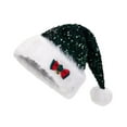 thumbnail image 2 of yuksok Christmas Hat Costume Accessories Soft Headwear Funny Sequin Santa Claus Hat Green, 2 of 9