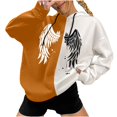 thumbnail image 1 of Jersey de otoño e invierno para mujer, con capucha, estilo punk oscuro, estampado, costura, manga larga, fino, suelto, informal, con cuello encapuchado, suéter, abrigo Pompotops  FGAJ16639, 1 of 5