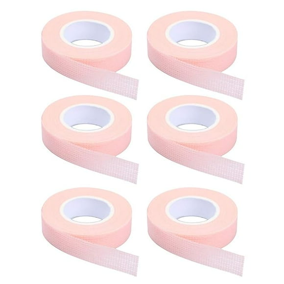 6 Rolls Eyelash Tape, Adhesive Fabric Eyelash Extension Tape, Breathable Micropore Fabric Tape for Eyelash Extension Supplies,9 m/10 Yard Each Roll (Pink)