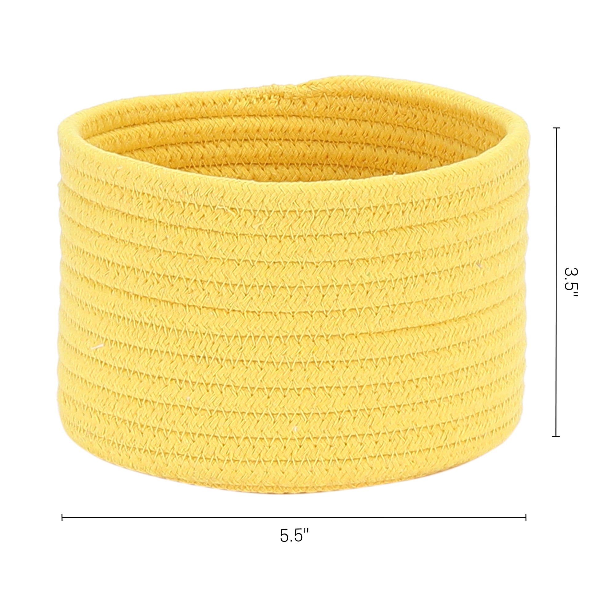 Unique Bargains Woven Storage Basket Shelf Storage Bin for Home Key Tray Bowl Yellow S