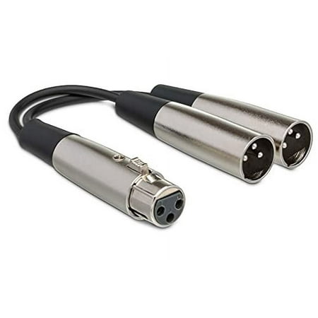 Hosa YXM-121 XLR3F to Dual XLR3M Y Cable, 6 Inch