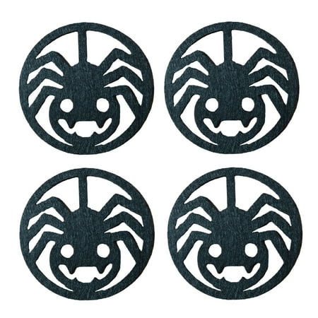 

Vokewalm 4 Pieces Coasters for Drinks | Innovative Cloth Spider Web Drink Coasters | Heat-Resistant Round Coasters Spooky Gift Halloween Decorations Black