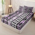 thumbnail image 2 of Homewish Boho Geometric Rhombus Zipper Twin Comforter Sets with Fitted Sheet and 2 Pillowcases,Purple Black Stripes Zipper Bedding Set,Purple,Black Reversible,4pcs, 2 of 8