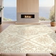 thumbnail image 2 of Design&I 4'x6' Ultra Soft Area Rug, Boho Interlocking Diamond Design Featuring Central Botanical None Fluffy Washable Non Shedding for Bedroom Living Room Home Office, 2 of 7