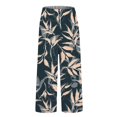 thumbnail image 4 of Women's Casual Pants Women'S Casual Boho Floral Print Stripe Cotton Linen Pants Elastic Waisted Summer Spring Beach Baggy,Yellow Women's Casual Pants XL, 4 of 4