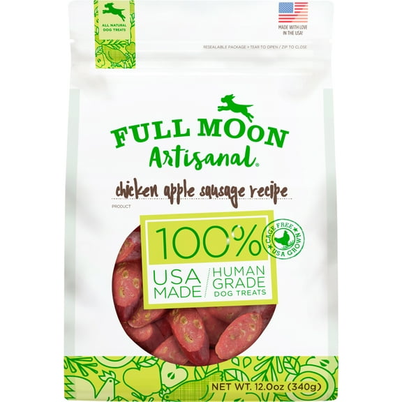 Full Moon Chicken Apple Sausage Dog Treats, 12 Ounces