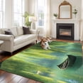 thumbnail image 2 of Non-Slip Rug Pad Rugs Pastoral Green Leaves Lake Boat Tree Rectangle Area Rugs 5x7Ft Soft Carpet Pads for Living Room Kids Room, Natural Scenery, 2 of 9