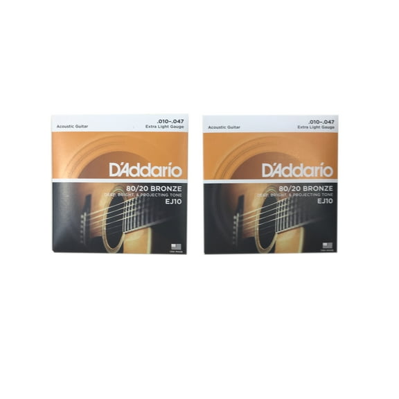 D'Addario Guitar Strings 2-Pack EJ10 Acoustic 80/20 Bronze Extra Light
