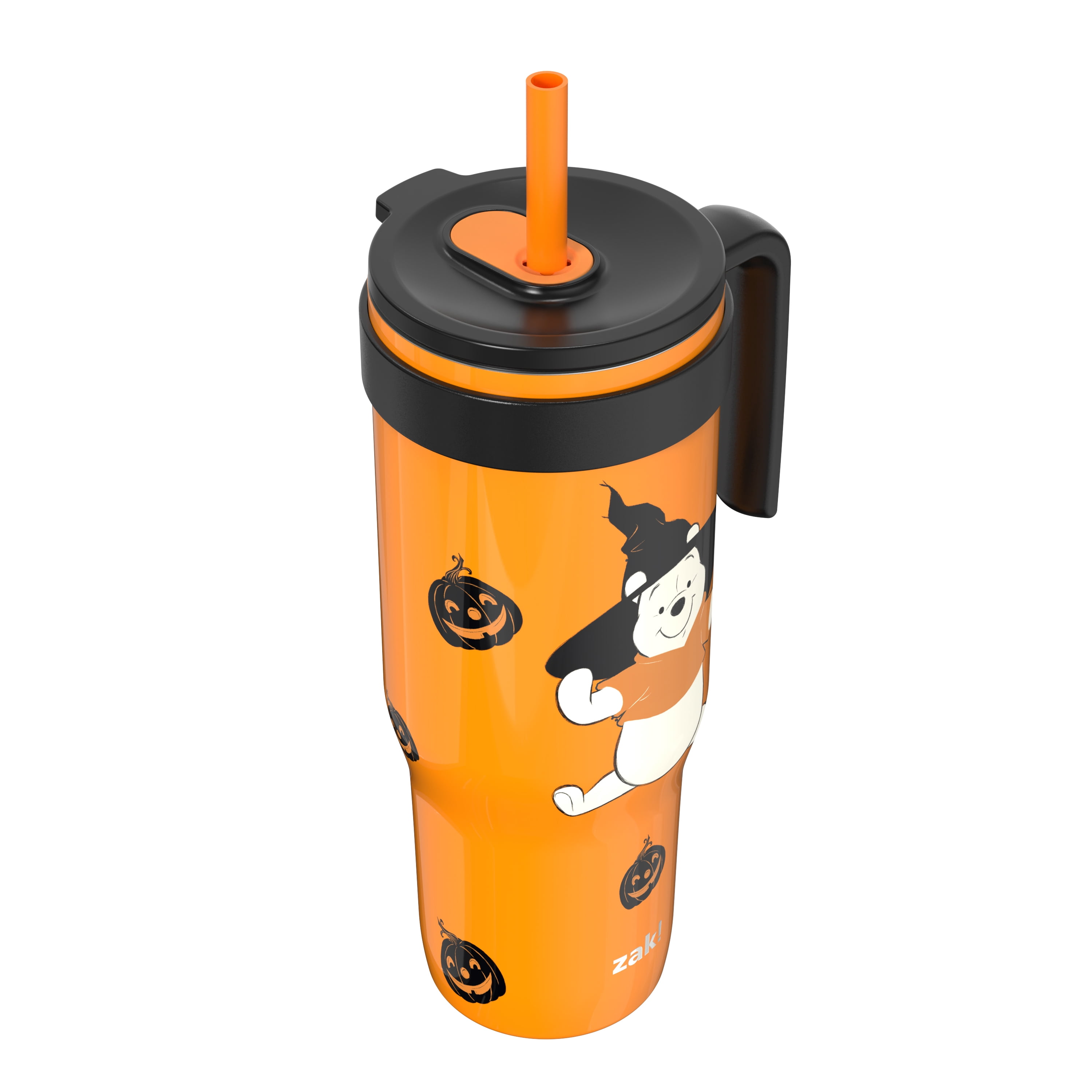 Zak Designs 30oz SS Straw Tumbler with a Handle, Orange Pooh