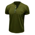 thumbnail image 5 of Wyobmus Men's Fashion Henley Shirt Lightweight Classic Casual T-Shirts Button Up Tees Top Clothes A-Olive Green, 5 of 6