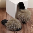 thumbnail image 6 of Wensltd Women Slippers Fluffy Slippers Open Toe Flat House Slippers Slip On Indoor Daily, 6 of 9