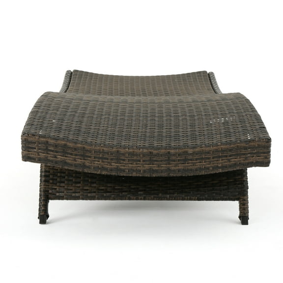 GDF Studio Thelma Outdoor Wicker Chaise Lounge, Mixed Mocha