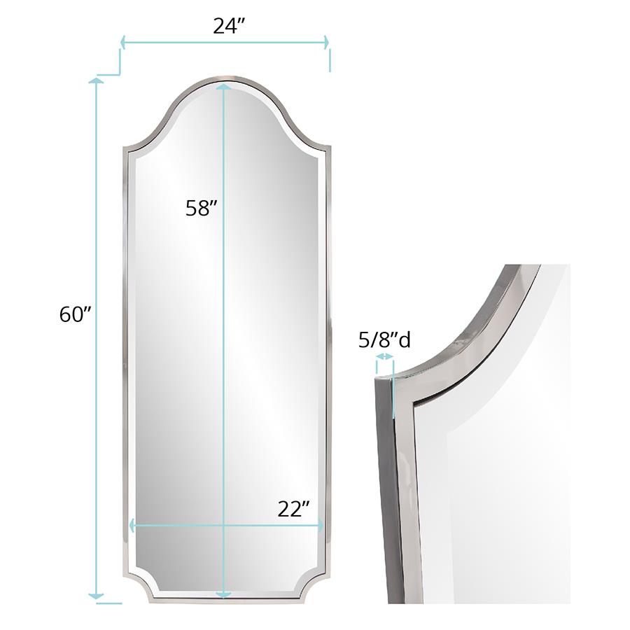 Tyler Dillon Stainless Steel Framed Hand Beveled Shield Mirror 24"W x 60"H