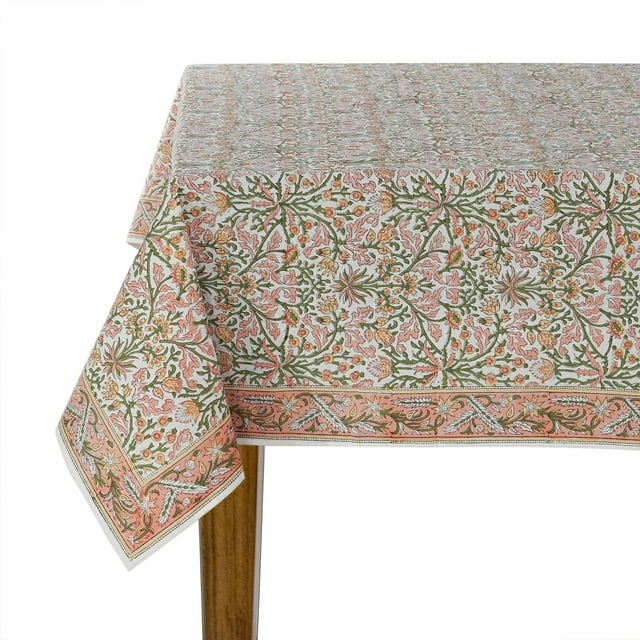 Mantel Ridhi Sassy, color salmón y verde esmeralda, 72 x 160 cm