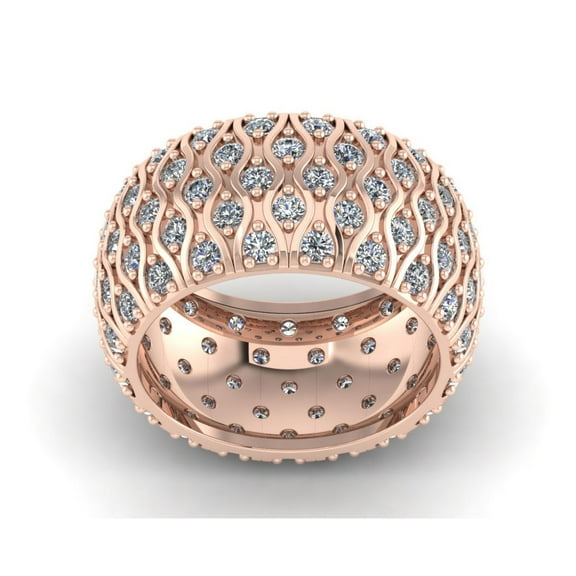 Natural 3.00Ct Round Cut Diamond Wide 5Row Anniversary Wedding Eternity Band Ring 14k Gold GH I1