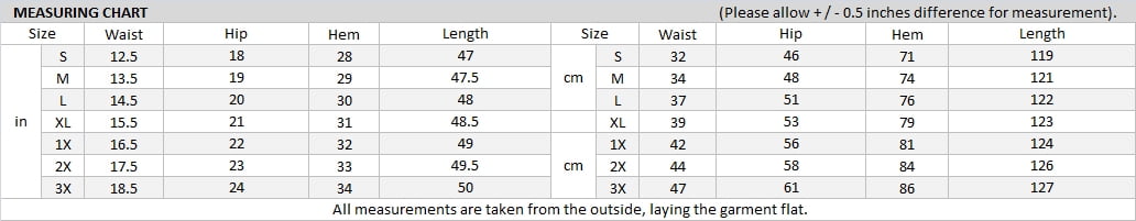 Themogan Size Chart