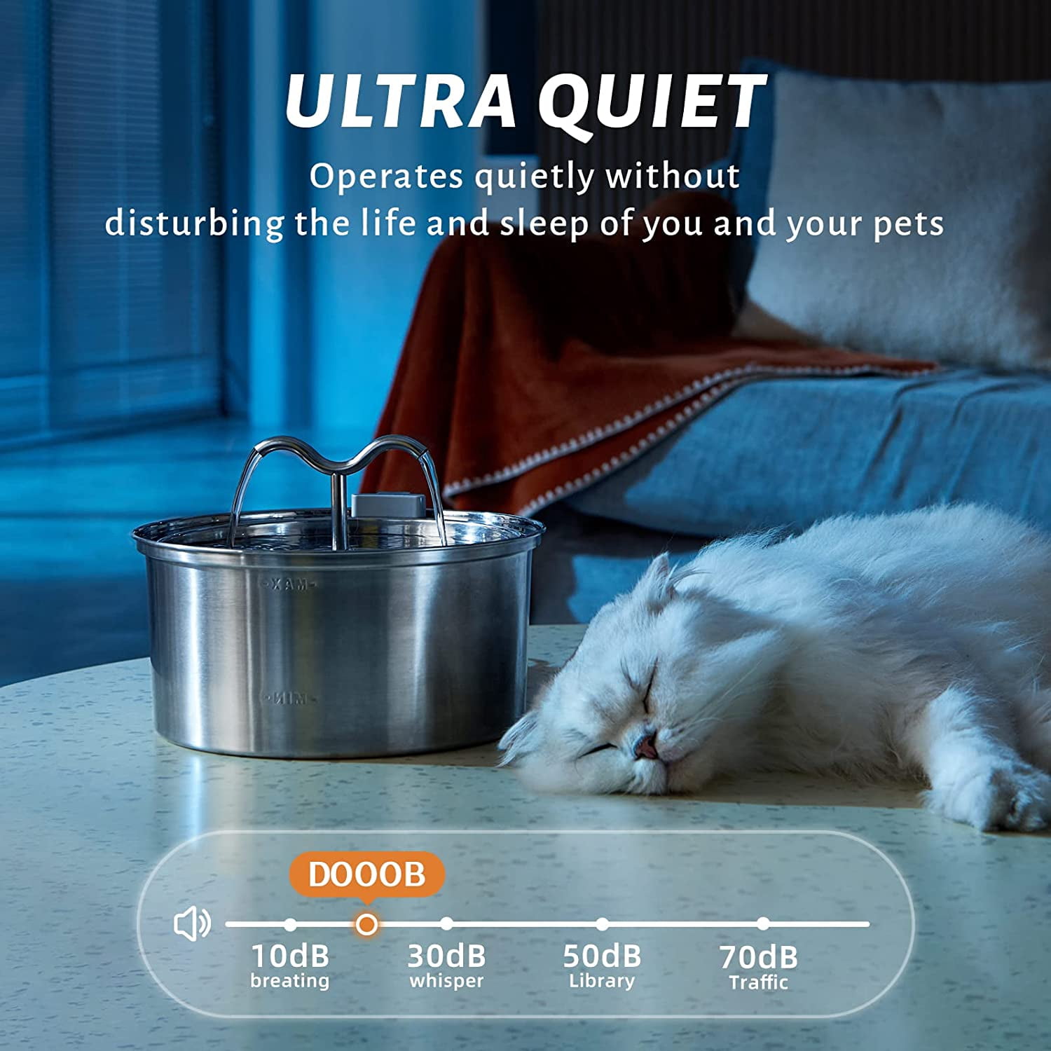 Stainless Steel Automatic Pet Water Fountain with Ultra-Quiet Pump, 3.2L Capacity, Includes Filters and Sponges