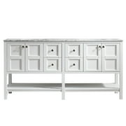 Florence 72" Vanity in White with Carrara White Marble Countertop without Mirror