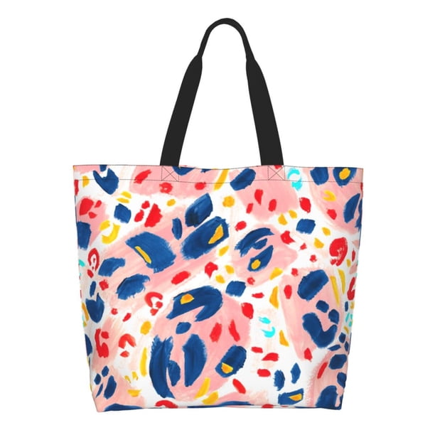 Fotbe Abstract Leopard Print Bolsa Tote Estética de Lona con Estampado para Mujer - Bolsa Reutilizable de Hombro Casual para Vacaciones, Compras, Trabajo y Gimnasio