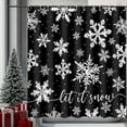 thumbnail image 4 of Christmas Shower Curtain with 12 Hooks Black Winter Snowflake Christmas Decor Shower Curtain for Bath Snow Christmas Holidays Bathroom Decor Waterproof Fabric Shower Curtain, 72'''' X 72'''', 4 of 5