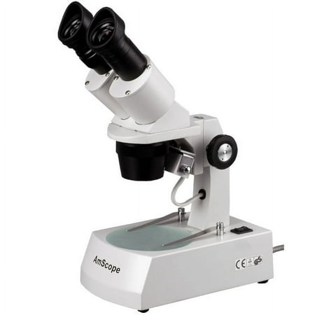 AmScope 10X-30X Binocular Stereo Microscope with 2 Halogen Lights