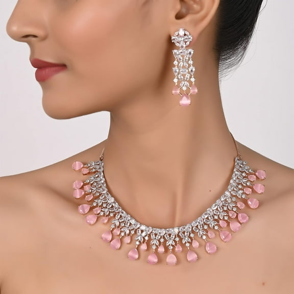 Ratnavali Jewels Indian Wedding Party Wear Necklace Earring Set Bollywood Stylish Ethnic Traditional Jewelry for Women