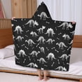 thumbnail image 5 of Black Cartoon Dinosaurs Skeletons Bones Pattern Hooded Bath Towel，60"x35" for Ages 3 To 12 Kids, Quick Dry Lightweight Soft Microfiber Hood Beach Towel Cover Up for Kids, 5 of 7