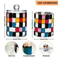 thumbnail image 5 of Yayeee 2 Pack Qtip Holder Bathroom Cotton Swab Canister with Lid Clear Dispenser Set, White Checkered Pattern, 5 of 6